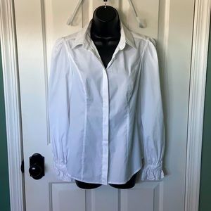 White House Black Market white button down with sleeve detail